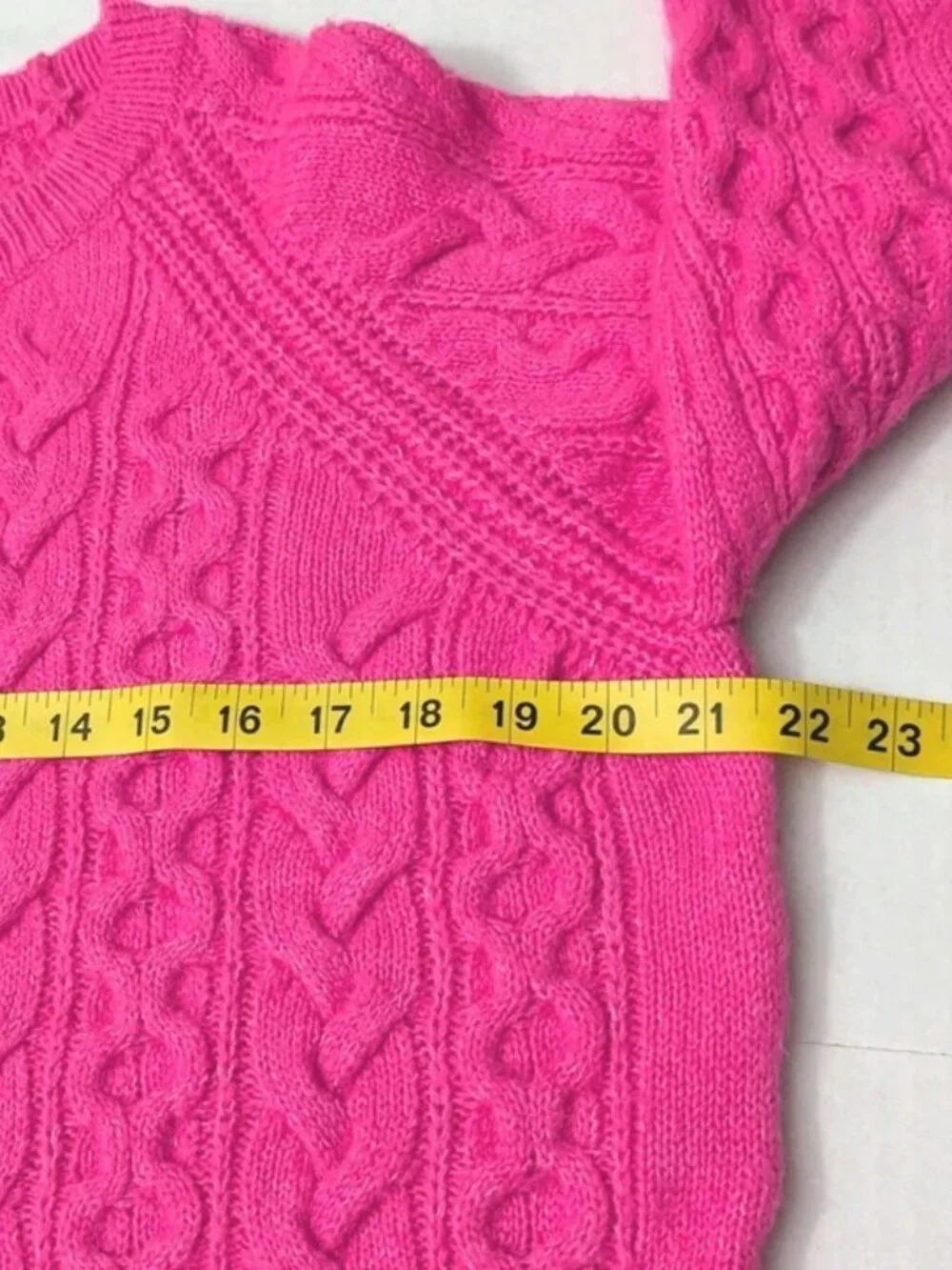 MAEVE by Anthropologie Cable Knit Hot Pink Sweater Women's Long Sleeve XL NWOT